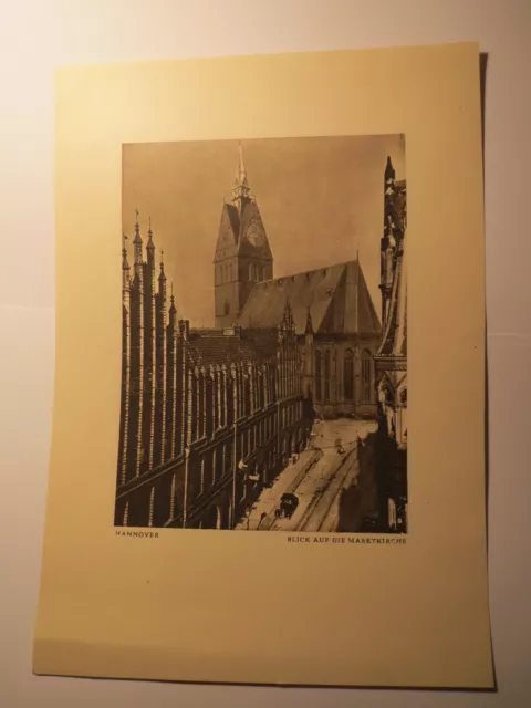 Hannover - Blick auf die Marktkirche / Kupfertiefdruck