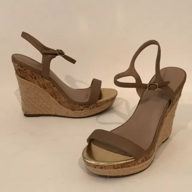 Charles By Charles David Jute & Cork Wedge Sandals Espadrilles Women’s Size 8.5M