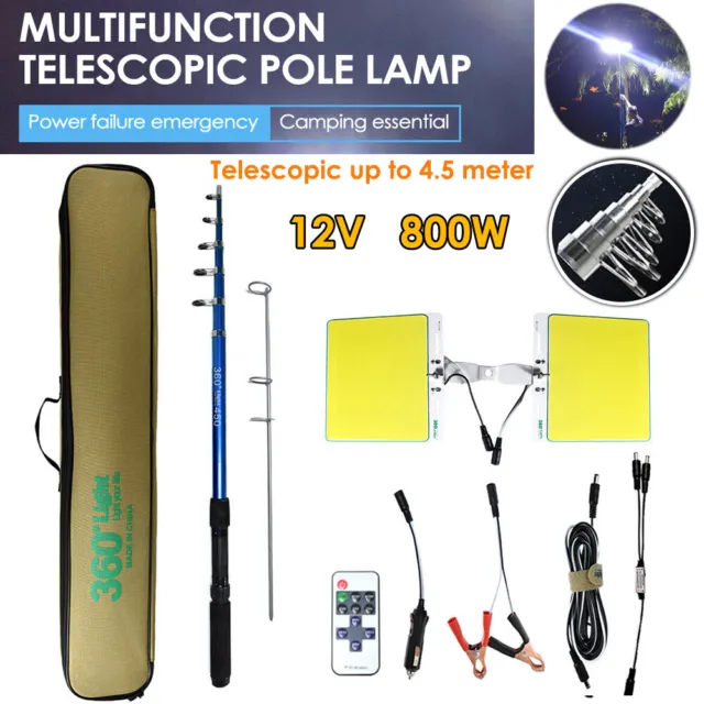4.5m Telescopic LED Fishing Rod Pole Portable Camping Lamp Car Repair Post Light