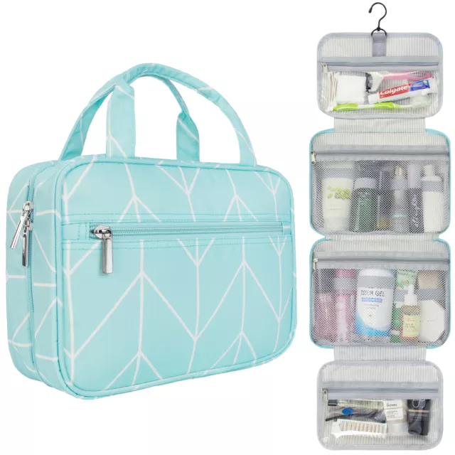 Womens Travel Toiletry Bag Zip Folding Hanging Makeup Organizer Pouch Case Tote