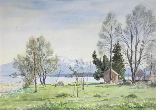 Max MÄRTENS (1887-1970) - Aquarell - Chiemsee/Kampenwand - signiert