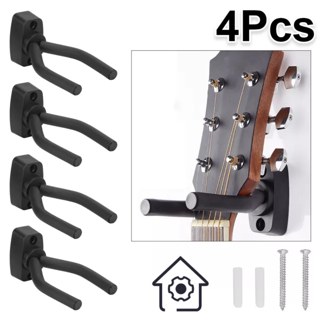 4Pcs Adjustable Guitar Hanger Wall Mount Display Bracket Bass Stands Hook Holder