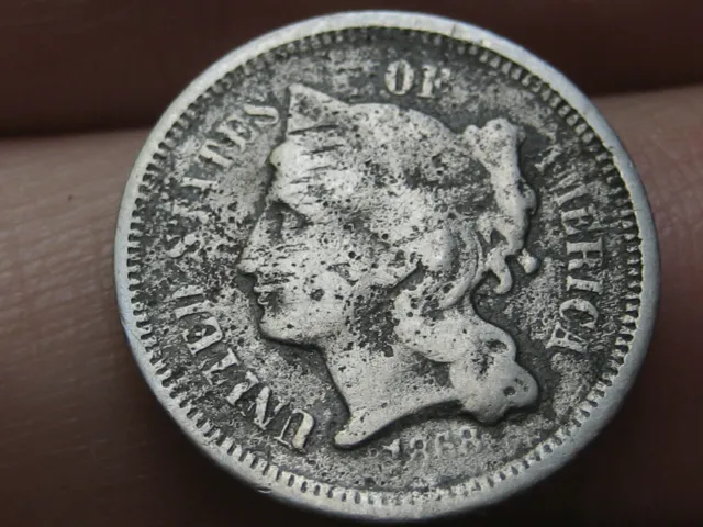 1868 Three 3 Cent Nickel- VG Details