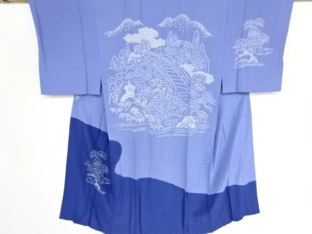 42146# Japanese Kimono / Antique Mens Juban / Shibori / Chayatsuji