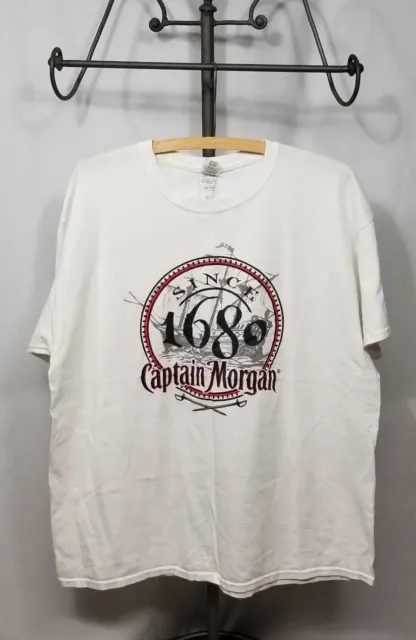 Captain Morgan Since 1680 Graphic Print White Cotton Unisex Adult T-Shirt
