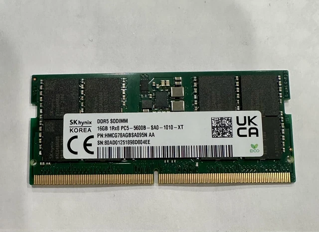 SK HYNIX 16GB 1RX8 DDR5 PC5-5600B-SA0 SODIMM Memory RAM
