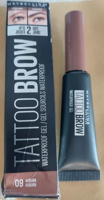 Gel Pour Sourcils Waterproof Maybelline Tattoo Brow - Teinte 09 Auburn, Résistant à L'eau, Neuf