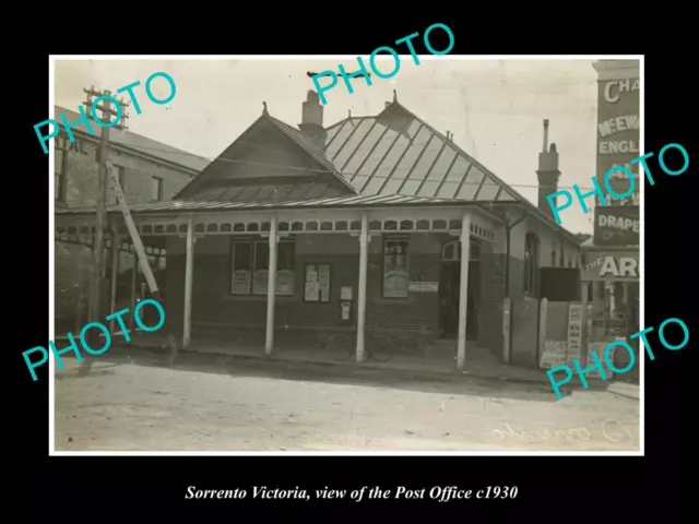 OLD LARGE HISTORIC PHOTO OF SORRENTO VICTORIA VIEW OF POST OFFICE c1930