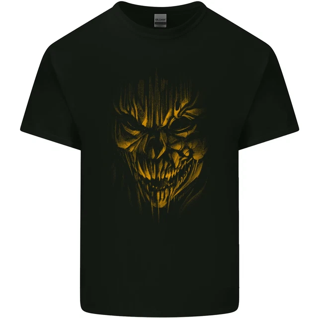 T-shirt top da uomo in cotone Demon Skull Devil Satan Grim Reaper gotica