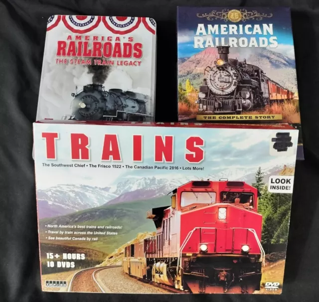 Lot of 3 Sets American Railroad & Train DVDs (14 Discs)