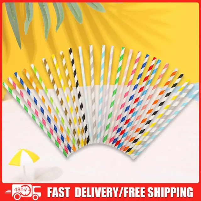 25Pcs Colorful Striped Straw Rainbow Striped Straws for Outdoor Drinking Juice