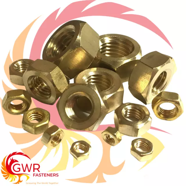 Brass Full Nuts - 2BA 3BA 4BA 5BA 6BA 8BA 9BA 10BA - 20 Pack