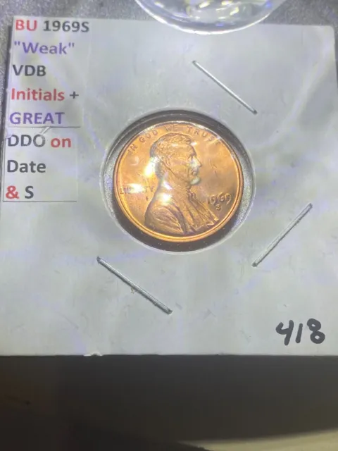 1969-S Lincoln Cent With GREAT Errors, these coins are in a BU condition #418