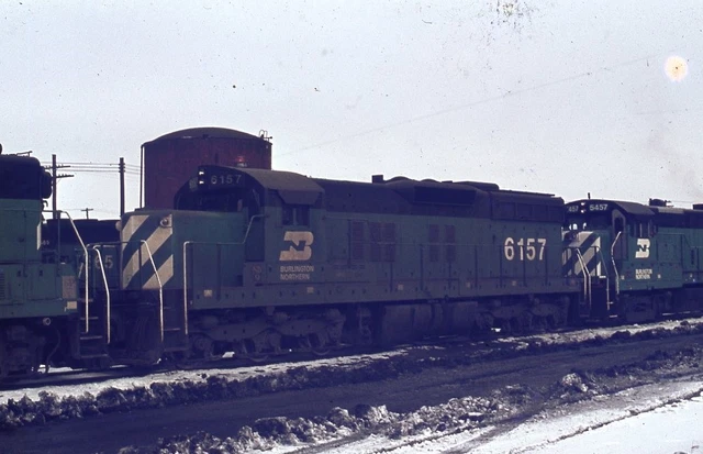 BN BURLINGTON NORTHERN Railroad Locomotive 9157 Original 1974 Photo Slide