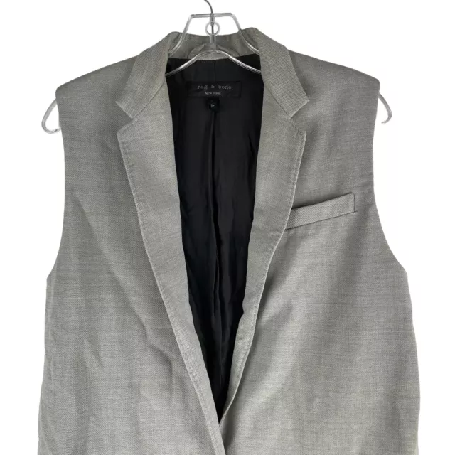 Rag & Bone Francois Wool Crepe Long Suit Vest Jacket Dove Gray  Women Size S 3