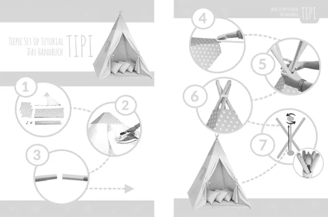 Tipi Zelt für Kinder Spielzelt Tippi Kinderzelt Spielhaus Babyzelt Wigwam Set 3