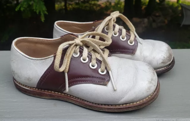 HTF Vintage Children's Brown Leather Saddle Shoes Toddler Sz 6.5C Vtg Clothing