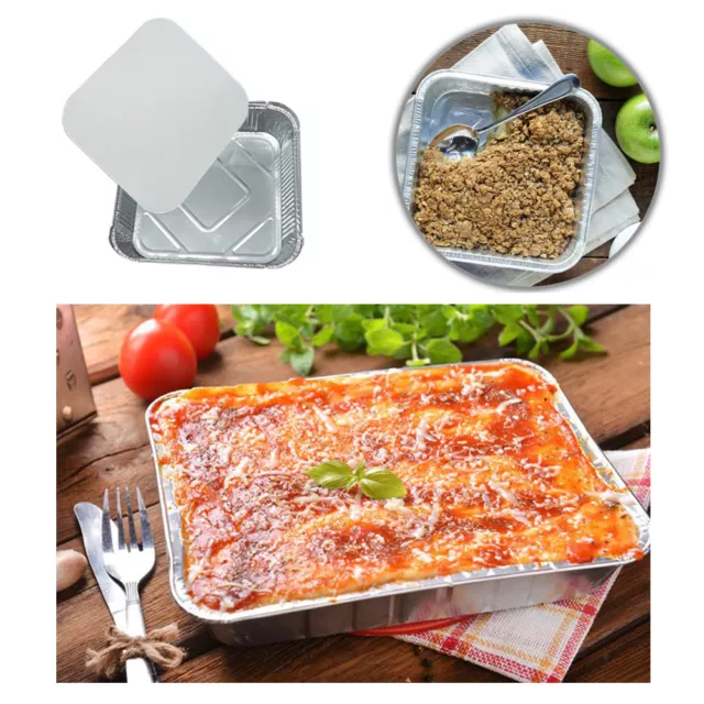 9 x 9 NO9 LARGE ALUMINIUM FOIL FOOD CONTAINERS WITH LIDS OVEN BAKING TAKE AWAY 3