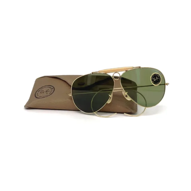 NOS Vintage Ray-Ban " Shooter " Sport Sunglasses - USA 70's - Gold Plated -