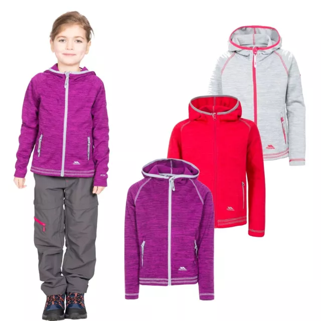 Felpa con cappuccio Trespass Goodness ragazze scuola pile cerniera intera semplice rosa bianco viola