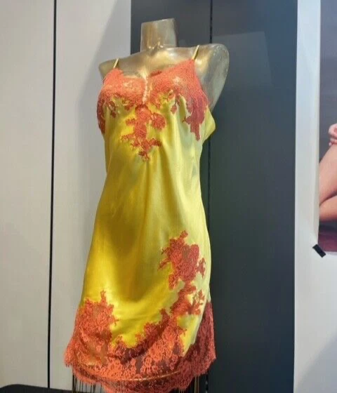 MARJOLAINE NUISETTE JAUNE taille 50 dentelle 100 soie yellow babydoll size 4XL EUR 58 90 PicClick FR