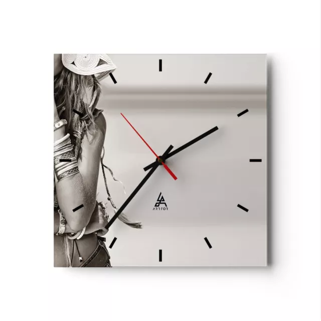 Horloge murale en verre 40x40cm Silencieuse Femme Bracelet Ancien Wall Clock