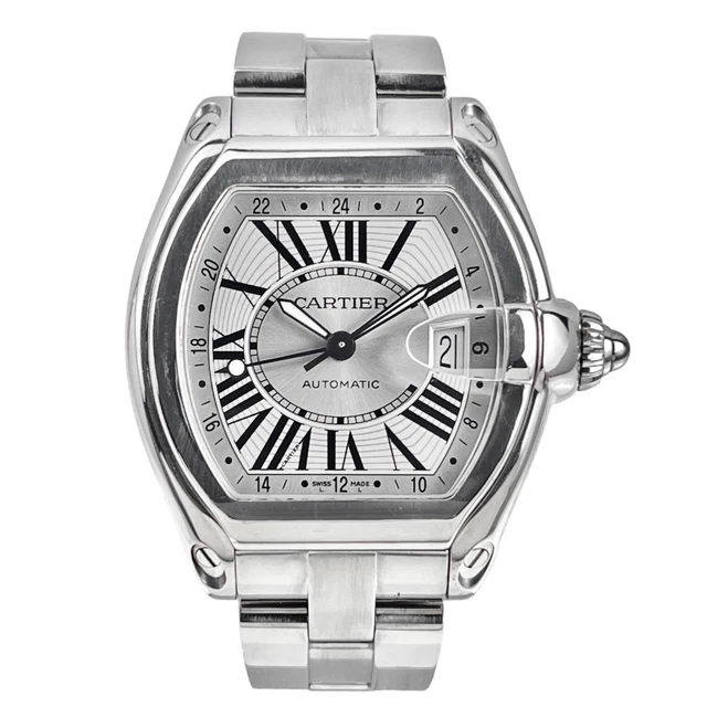 Cartier Roadster GMT Silver Dial Stainless Steel Men's Watch W62032X6 Automatic Cartier Roadster GMT Silver Dial Stainless Steel Men's Watch W62032X6 Automatic