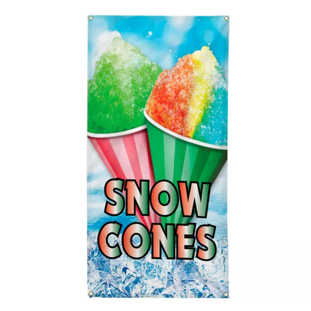 Vertical Vinyl Banner Multiple Sizes Snow Cones Food and Drink Outdoor