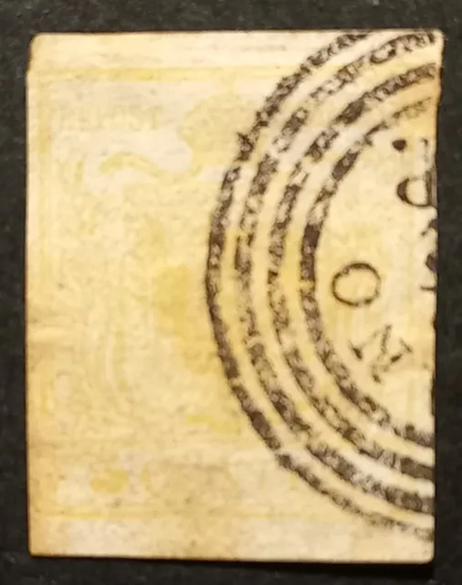 LOMBARDO VENETO  5 centesimi 1850 giallo, Francesco Giuseppe – usato, siglato