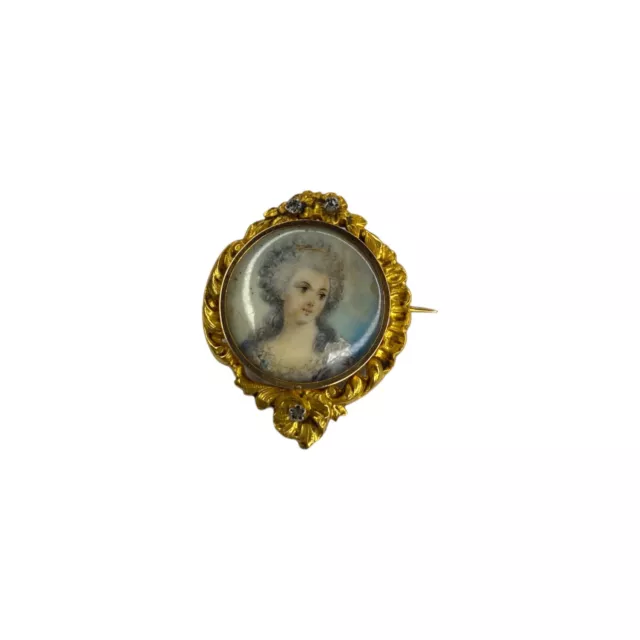 MAGNIFIQUE BROCHE ANCIENNE EN OR 18K MINIATURE ET DIAMANTS or 18 carats 2