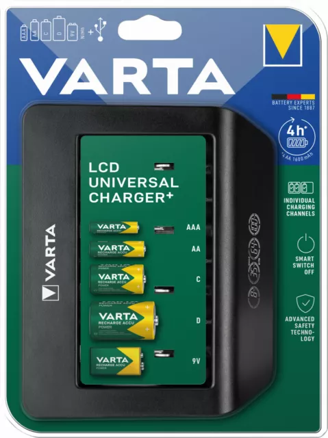 VARTA Akku Universal Ladegerät, LCD Charger AAA - AA - Baby C - Mono D 9V