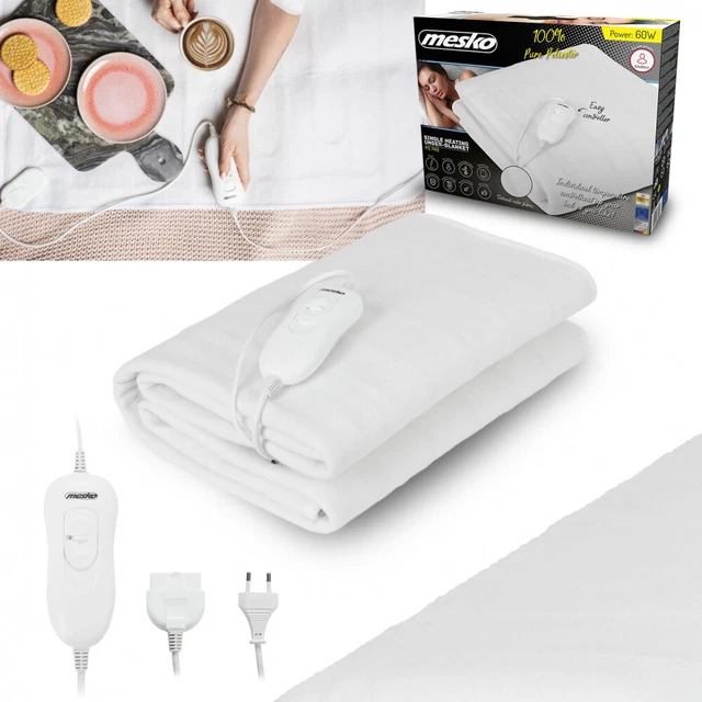 Heizdecke ELEKTRISCH Wärmeunterbett MIT 4 HEIZSTUFEN Wärmedecke WEIß 150 x 80 cm