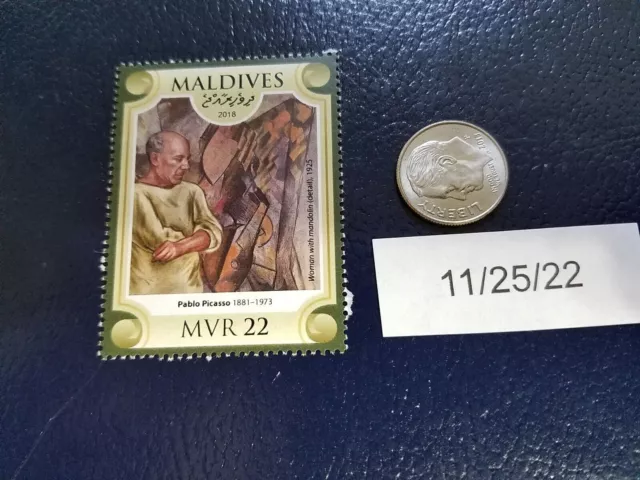 Pablo Picasso Woman with Mandolin 2018 Maldives Stamp