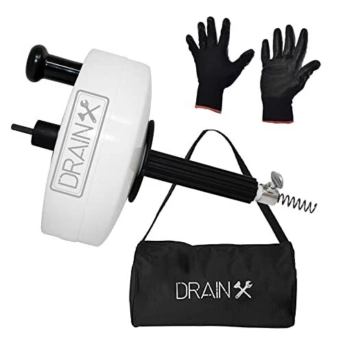 DrainX Power Pro 50-FT Steel Drum Auger Plumbing Snake with Drill Attachment ...