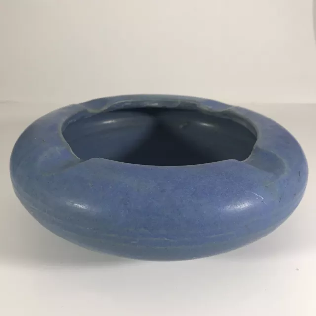 Vintage Arts & Crafts Mission Matte Blue Large Ashtray Dish 7”