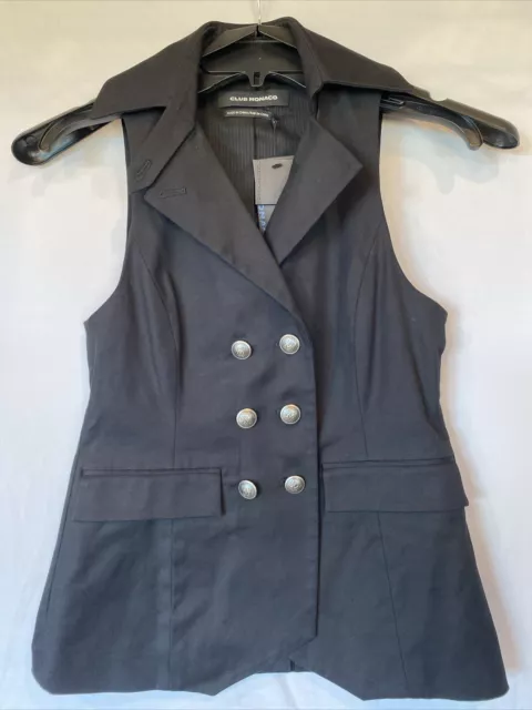 NWT Club Monaco Alicen Vest Black Collared Lightweight  Size S/P