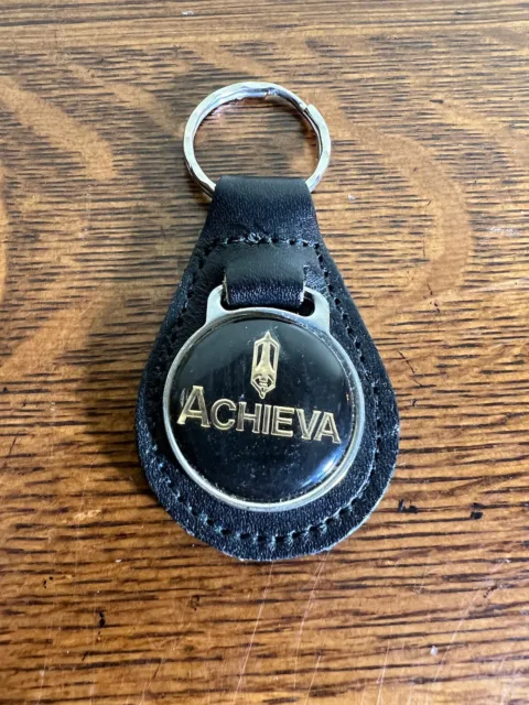 Oldsmobile Achieva Keychain Black Leather Vintage  Key Chain Ring Fob  NOS