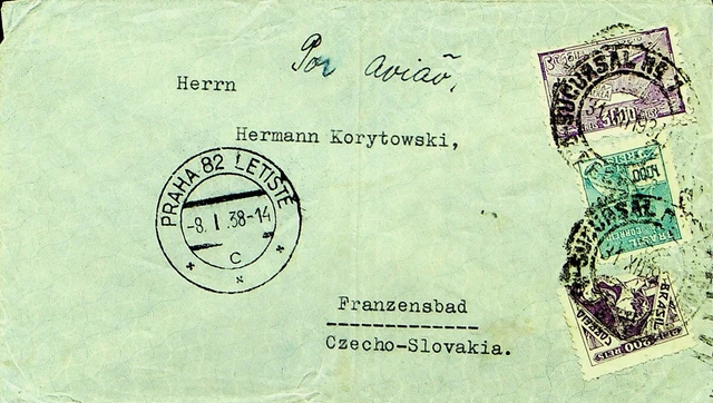Sephil Brazil 1938 Vor WWII 3v Auf Luftpost Abdeckung Sucursal Praha Tschechisch