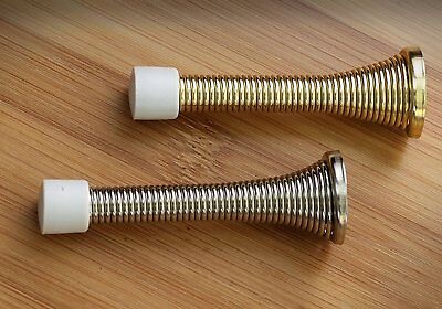 Spring Door Stops Brass or Chrome Stoppers Spring Loaded Spiral Buffer Protector
