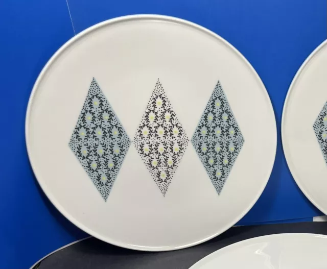 Set of 3 Informal True China Iroquois Blue Diamonds Ben Seibel Dinner Plates 10” 2