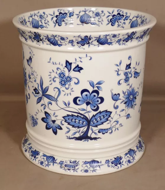 Raynaud Limoges, Cache Pot En Porcelaine Blanche Et Bleue