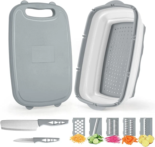 Gintan Camping Cutting Board, 9-in-1 Collapsible Chopping Board with Gifts for
