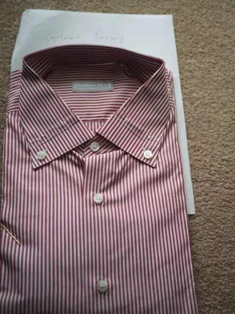 NWT Stefano Ricci red stripe dress shirt size 17/43 made in Italy