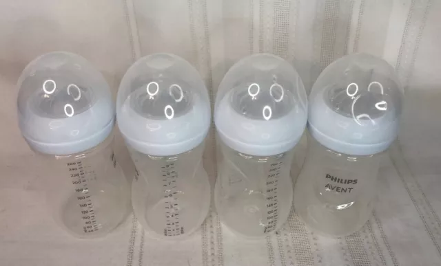 Philips AVENT Natural Baby Bottles x4 Natural Response Nipple, Clear, 9oz Stage3