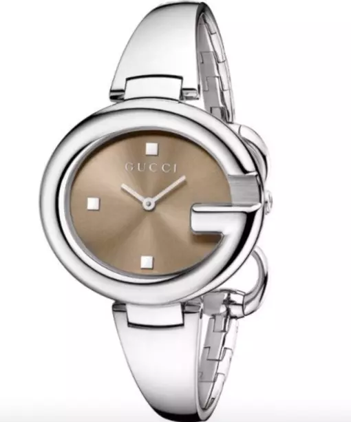 $620 Gucci Guccissima Stainless Steel Bangle Women's Watch Model:YA134302