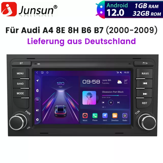 7" Autoradio Android12 Für Audi A4 8E 8H B6 B7 2000-2009 GPS Navi BT DAB+ 1+32GB