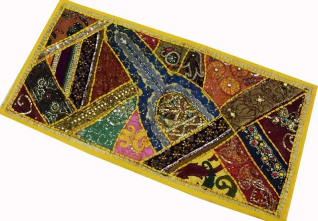 40" Masterpiece Vintage Art Décor Sari Beaded Wall Hanging Tapestry Runner Throw