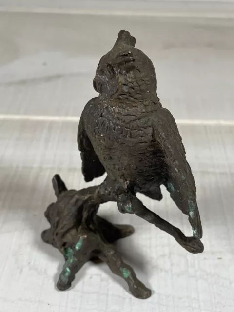 Brass Bronze Metal Owl Sitting on Branch Hot Cast Statue Sculpture Figure AVON 3