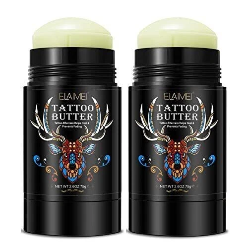 Paquete de 2 humectantes para tatuajes de curación orgánica crema cuidado posterior bálsamo de mantequilla 2,6 oz nuevo