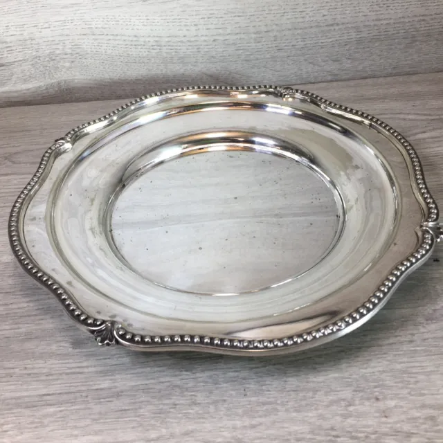 Walker & Hall Silver Plated BEADED Salver Tray 25 Cm Round SHEFFIELD ENGLAND